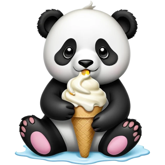 Panda eating ice cream emoji