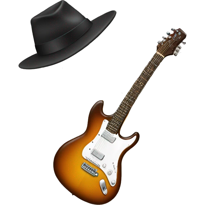 Guitar with a hat emoji