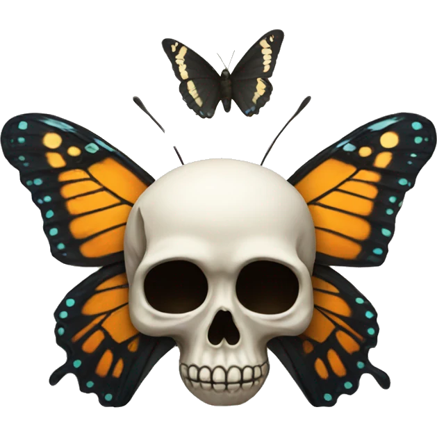 Butterfly with a skull emoji