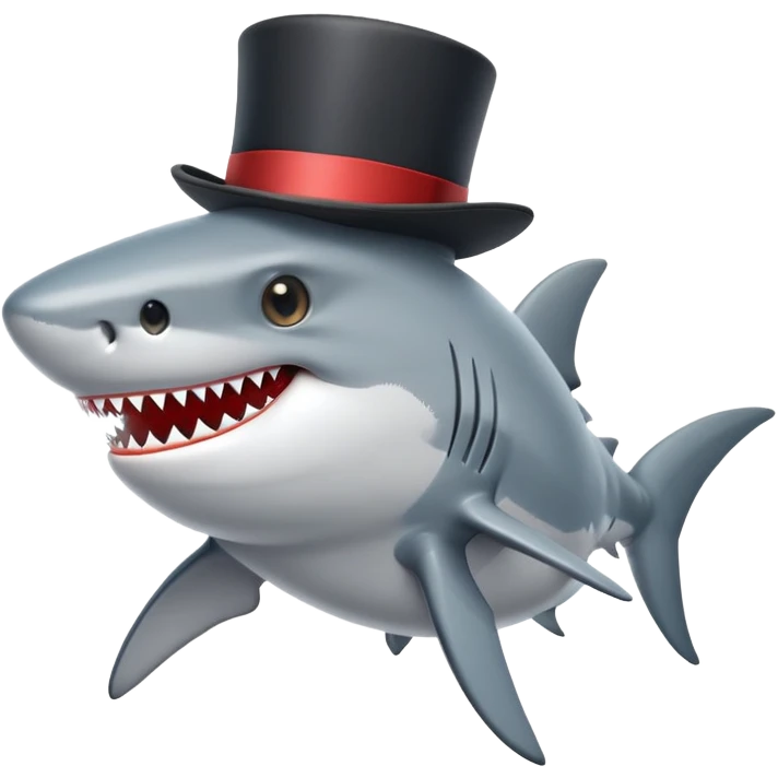 Shark with a top hat emoji