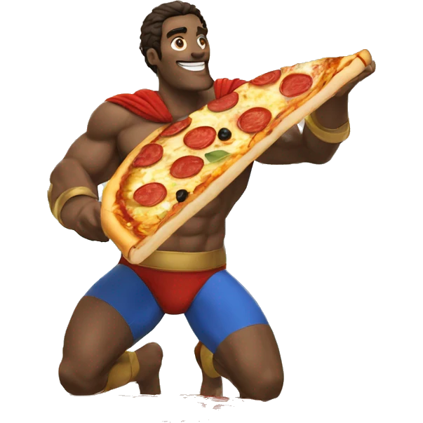 greek-italian superhero eating pizza emoji