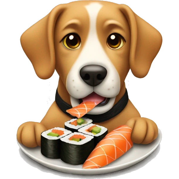 Dog eating sushi  emoji