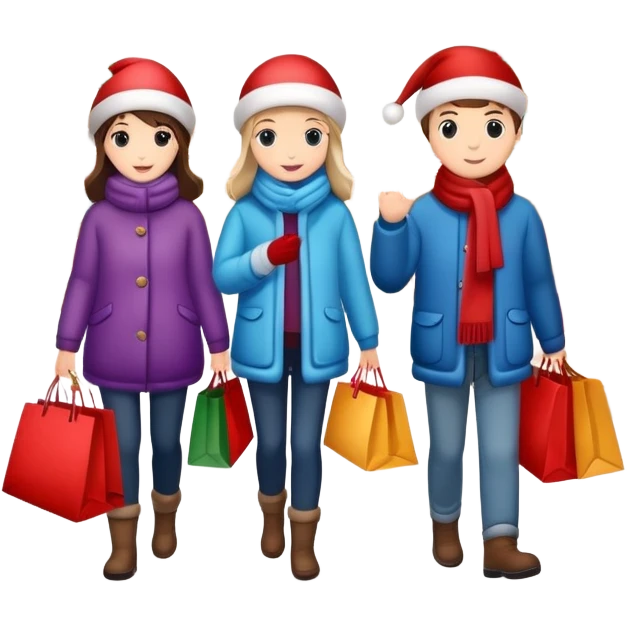 Christmas department store with festive shoppers emoji