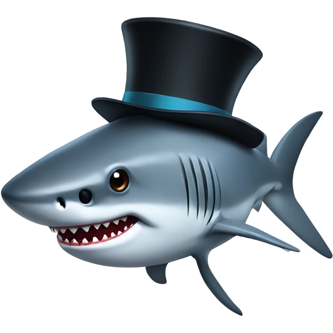 Shark with a top hat emoji