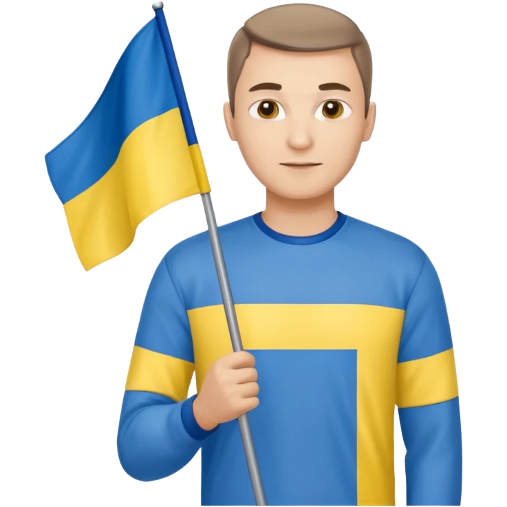 photorealistic Ukrainian man with the flag of Ukraine emoji