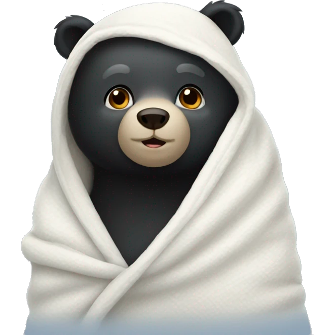black bear with a white cozy blanket emoji