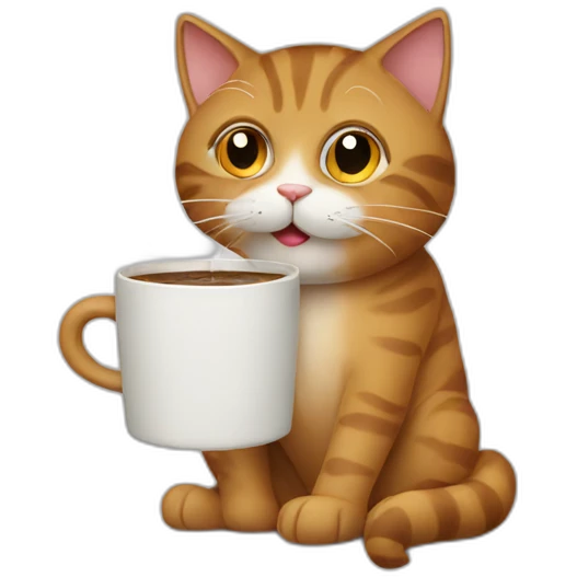 A cat drinking coffee emoji
