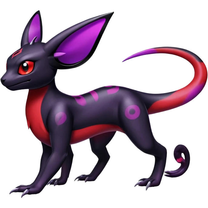 Guilmon-Salandit-Umbreon-Fakémon-hybrid-creature (full body)  emoji