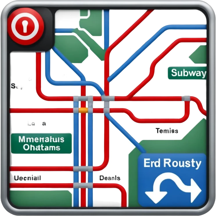 Map Panel – red route diagram, Subway Sign. emoji