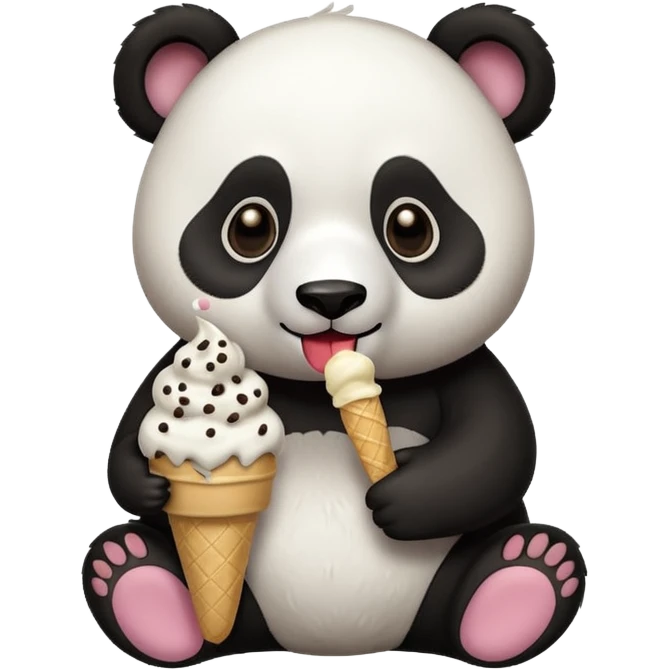 Panda eating ice cream emoji