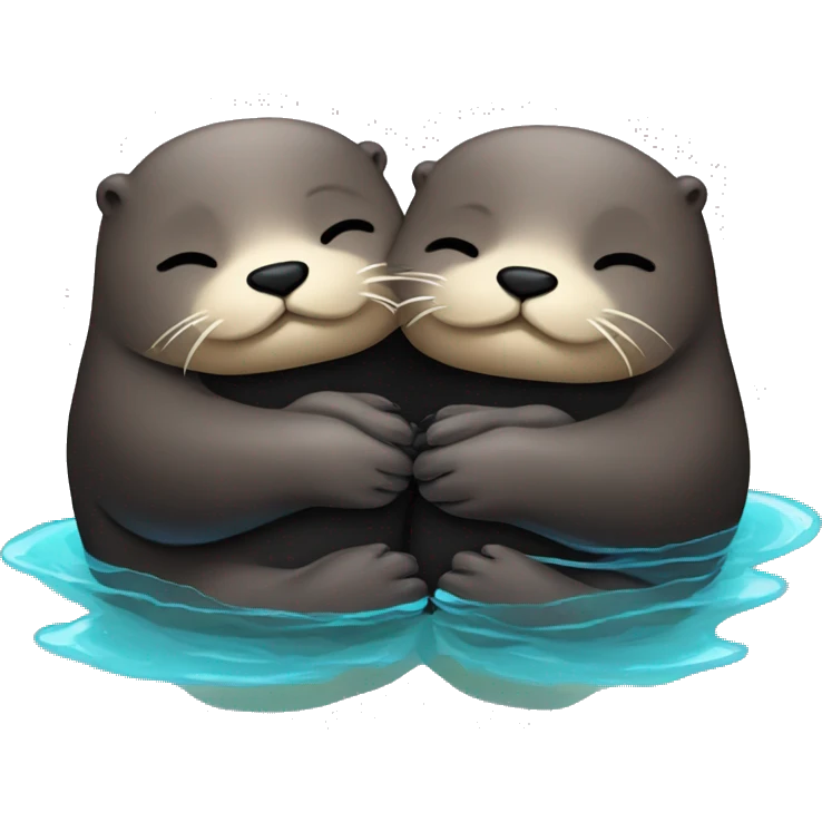 otters holding hands while sleeping on the water with black heart emoji