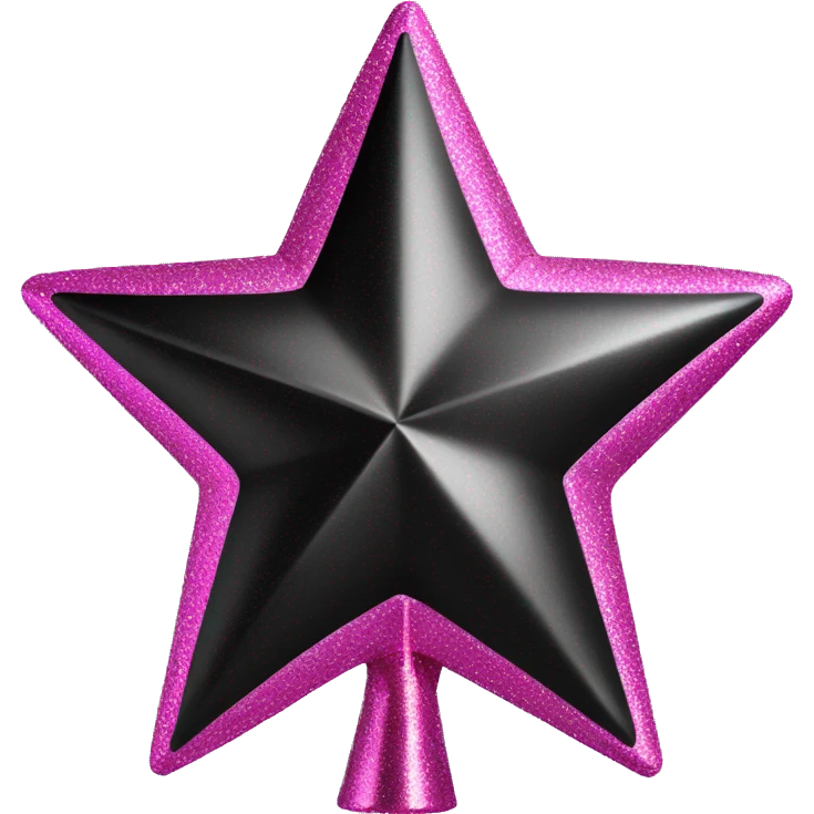 Realistic isolated black and pink metallic star christmas tree topper. emoji