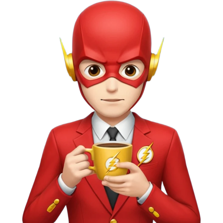 The flash drinking coffee emoji