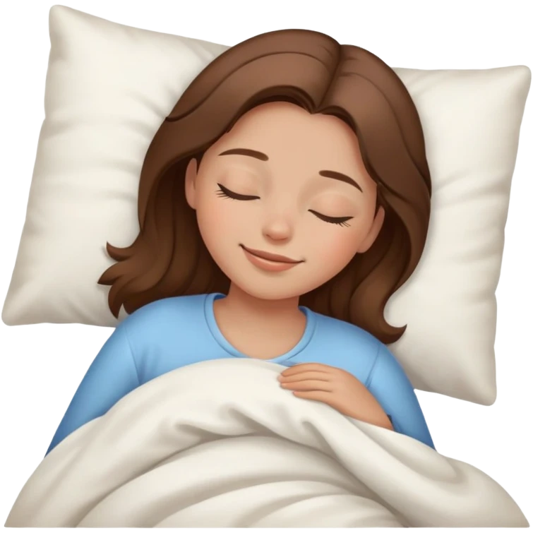 The brown hair girl going to sleep with smile and closed eyes emoji