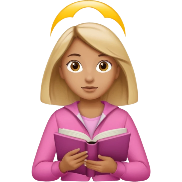 Pink clothes girl with Brown Blonde hair reading a book emoji