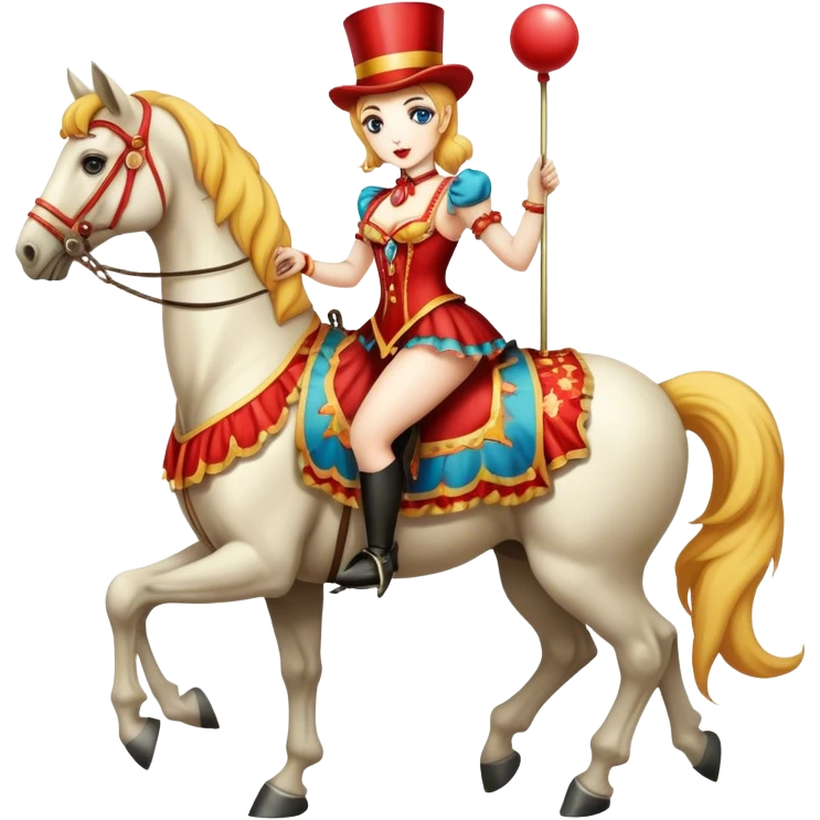 Vintage circus woman standing on horse emoji