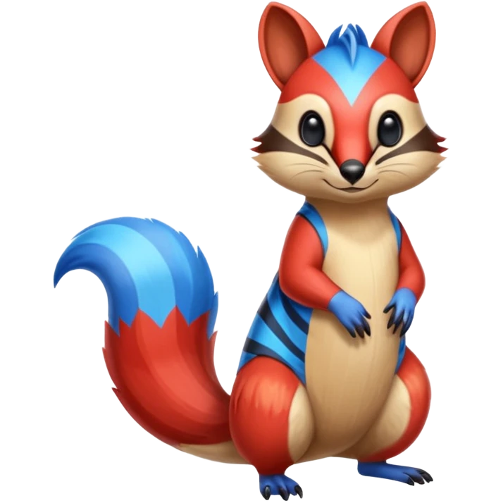 Shiny Colorful Red and Blue exotic Numbat-Quilava-fusion (full body) emoji
