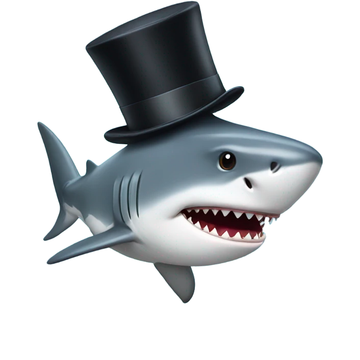 Shark with a top hat emoji