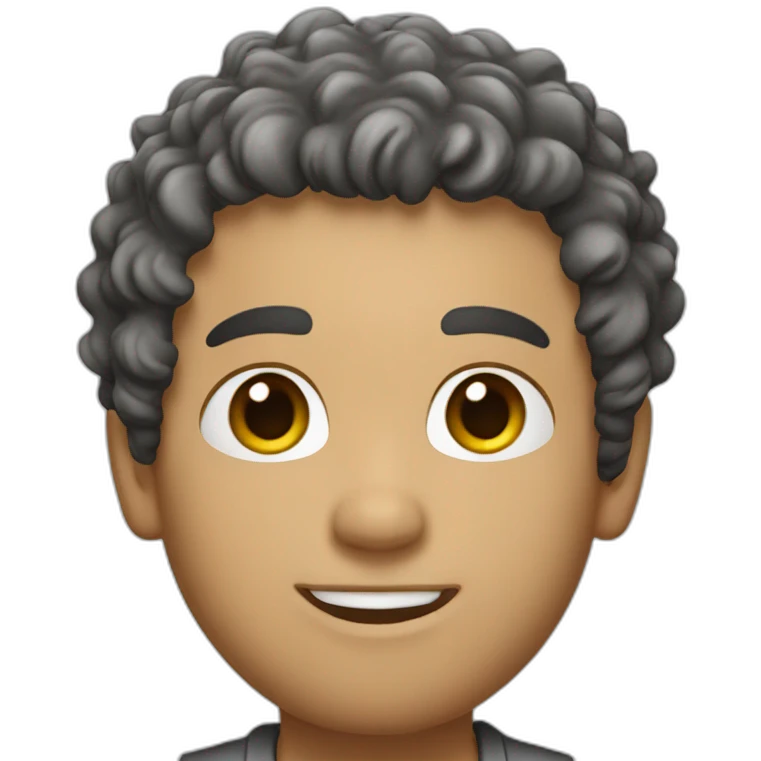 A white man with curly low fade hair style and he is wear a shert emoji