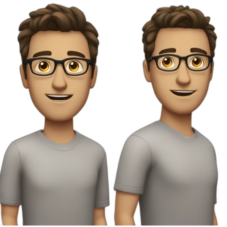 white guy with dark hairs curtain haircut straight dark eyebrows big lips in glasses emoji