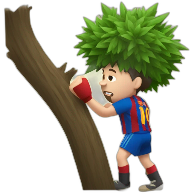 Messi punching a tree emoji