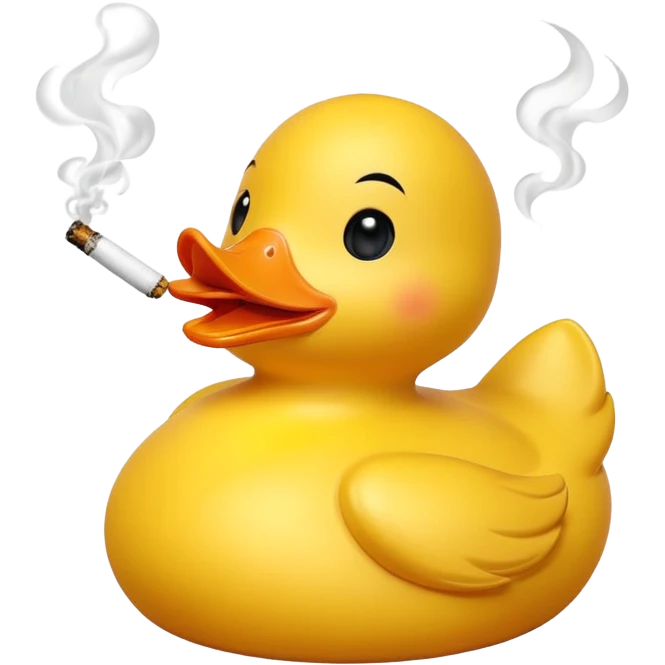 Rubber duck gettinf high on weed cartoon emoji