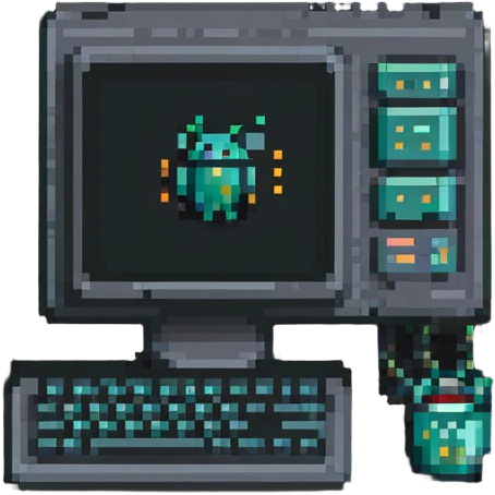 Computer with code on screen, programming logo emoji