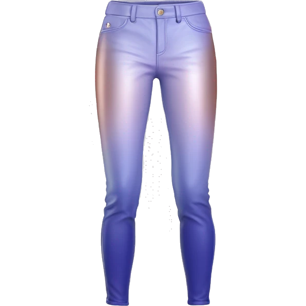 Realistic pair of rose gold to periwinkle ombre leather pants isolated.  emoji