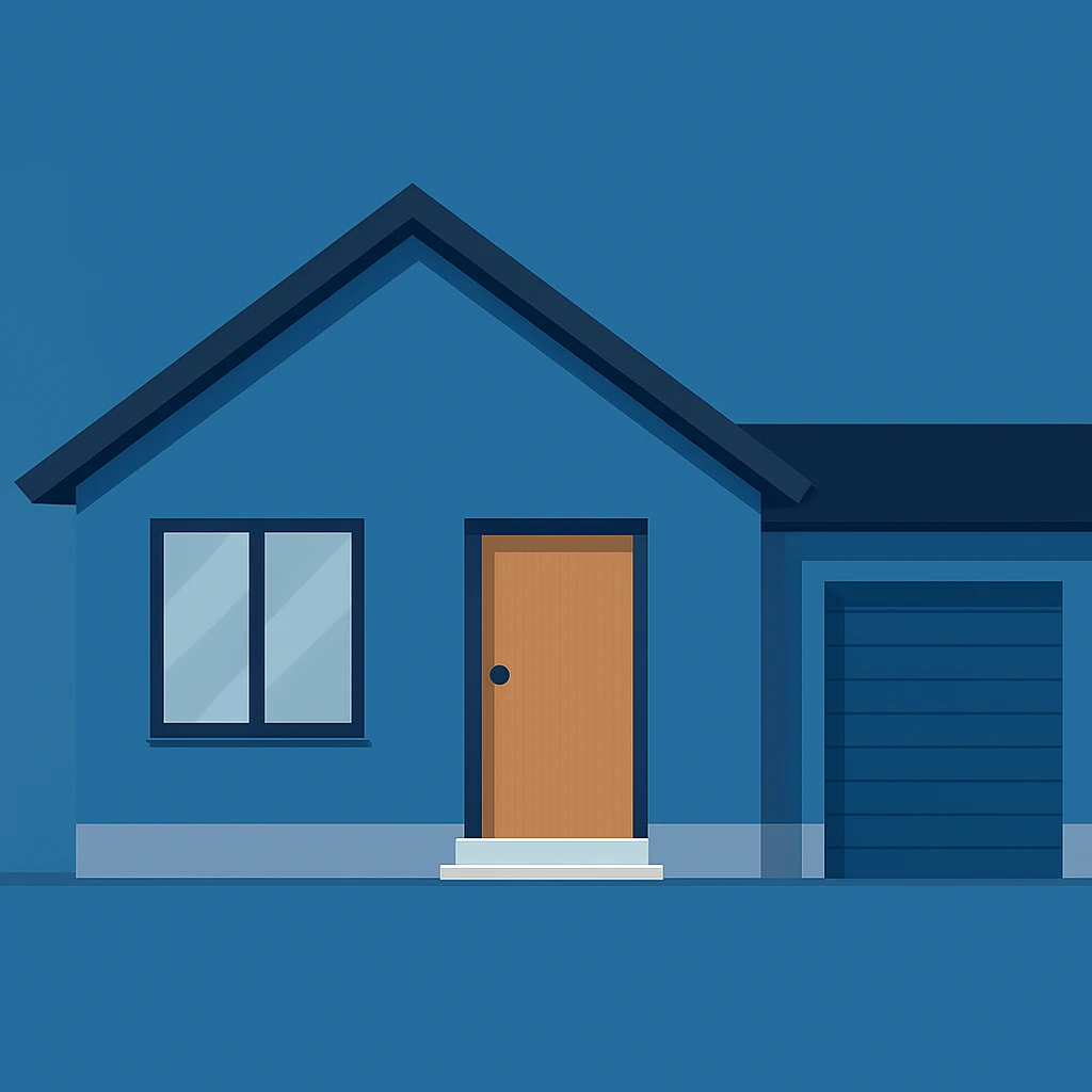 minimal house, blue emoji