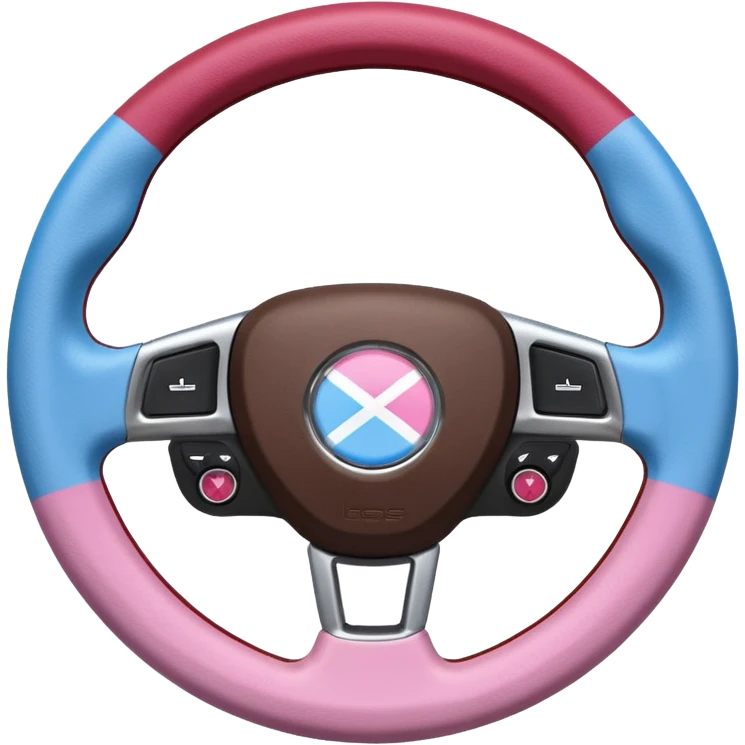 steering wheel with transgender pride flag colors emoji