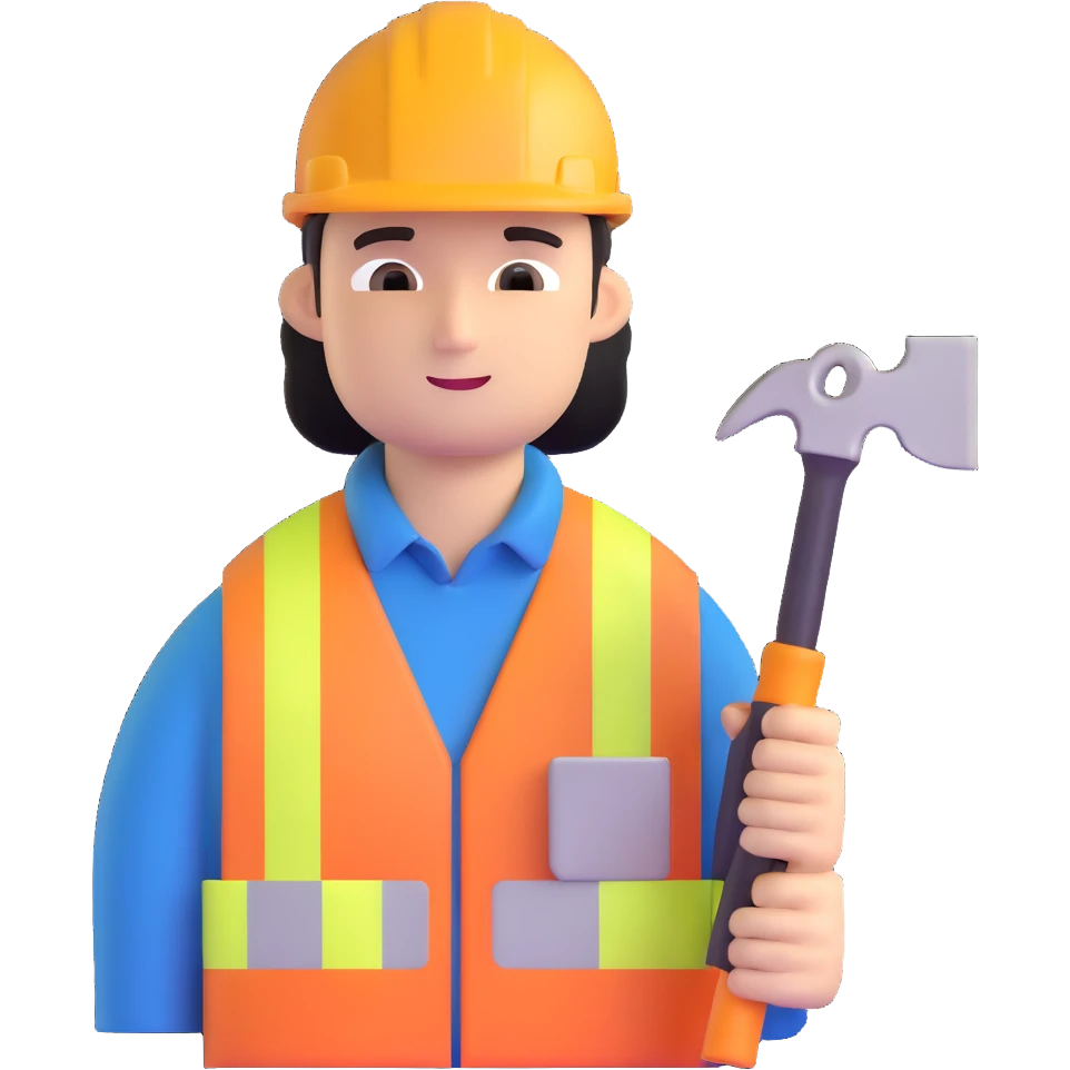 happy construction worker with hard hat and tools emoji