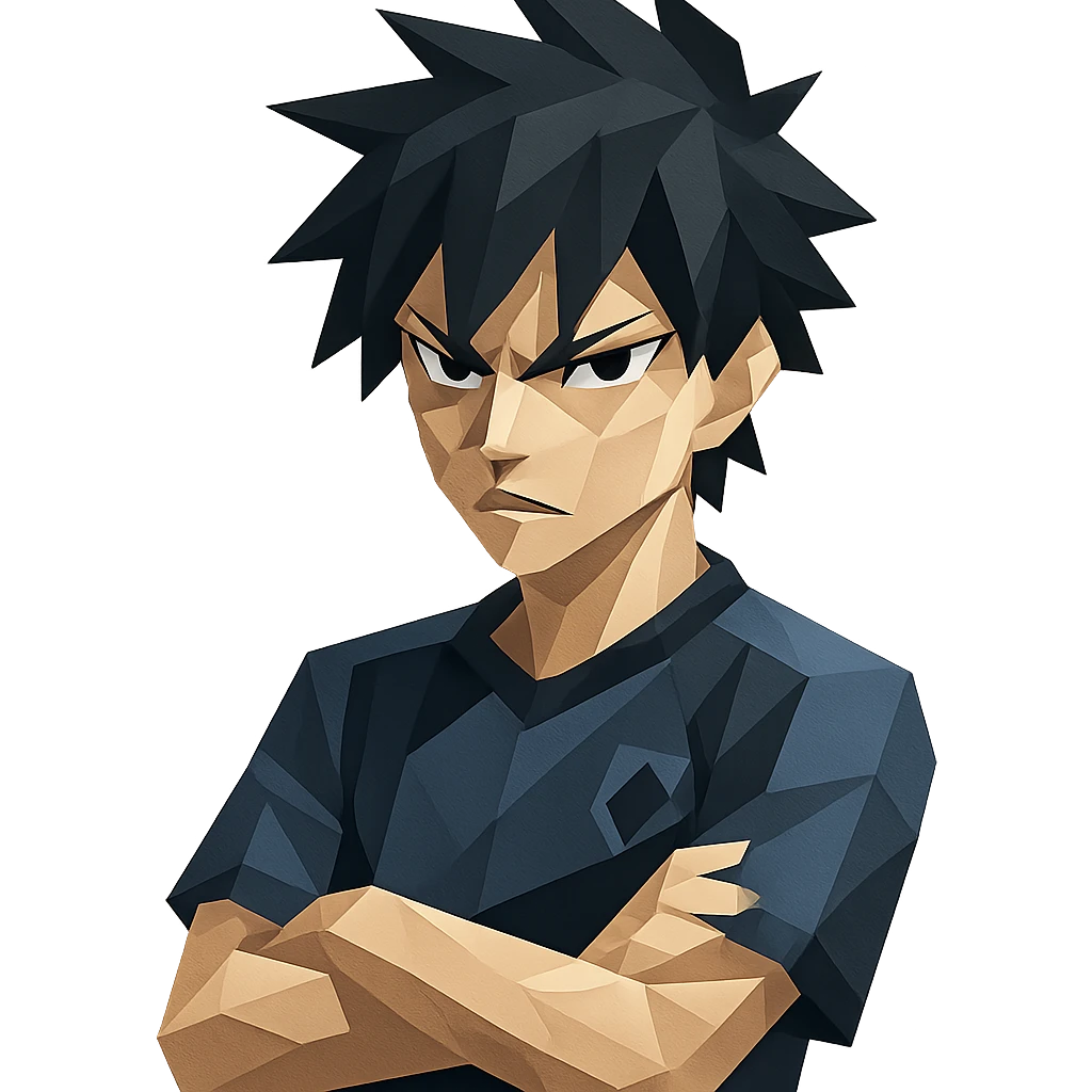 low-poly polygonal character with attitude inspired by 'bastard munchen' emoji