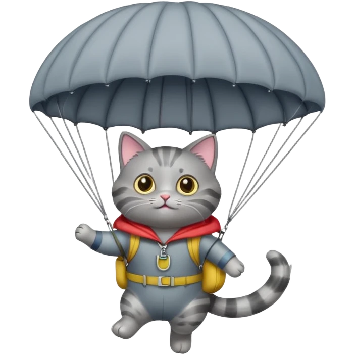 gray cat with parachute emoji