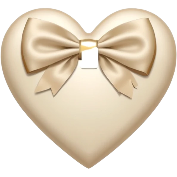 white heart with beige bow, bow at bottom emoji