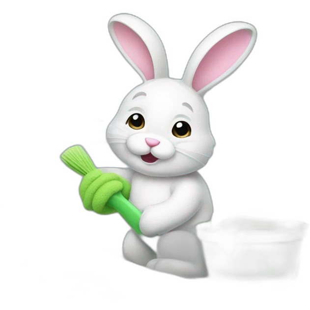 Bunny cleaning emoji