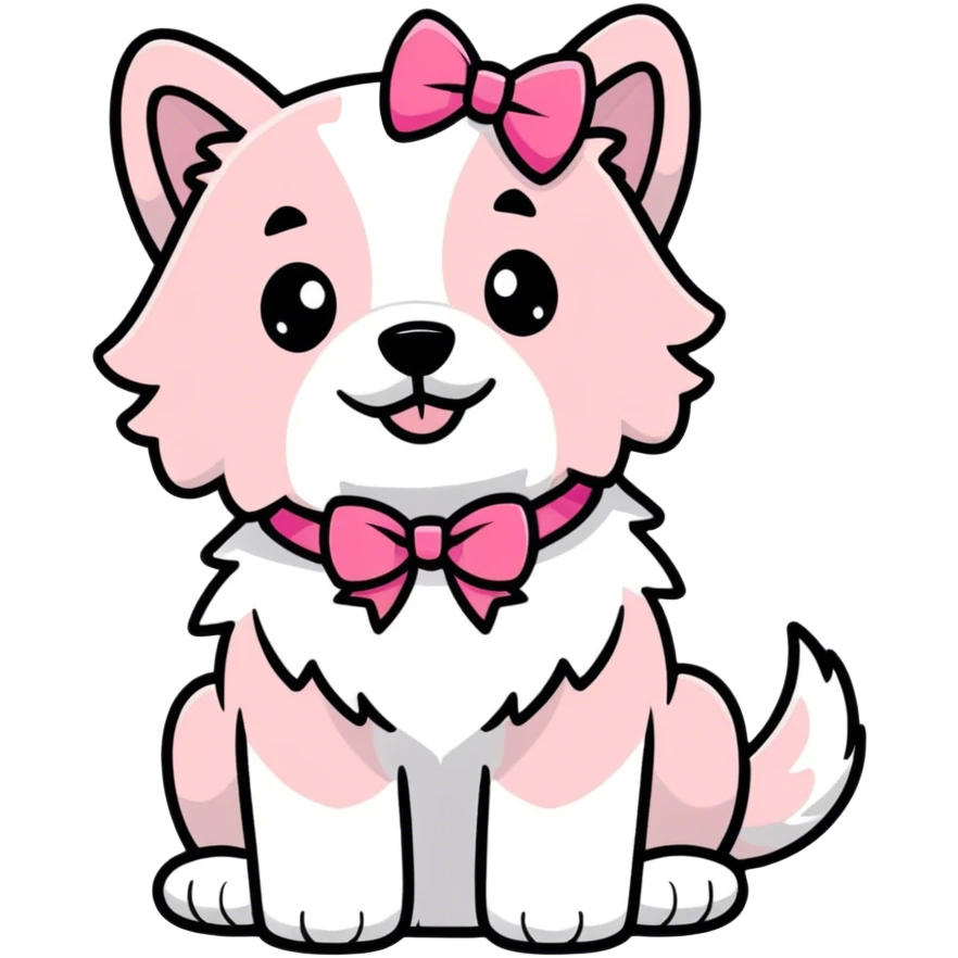 Cute dog with pink bow emoji