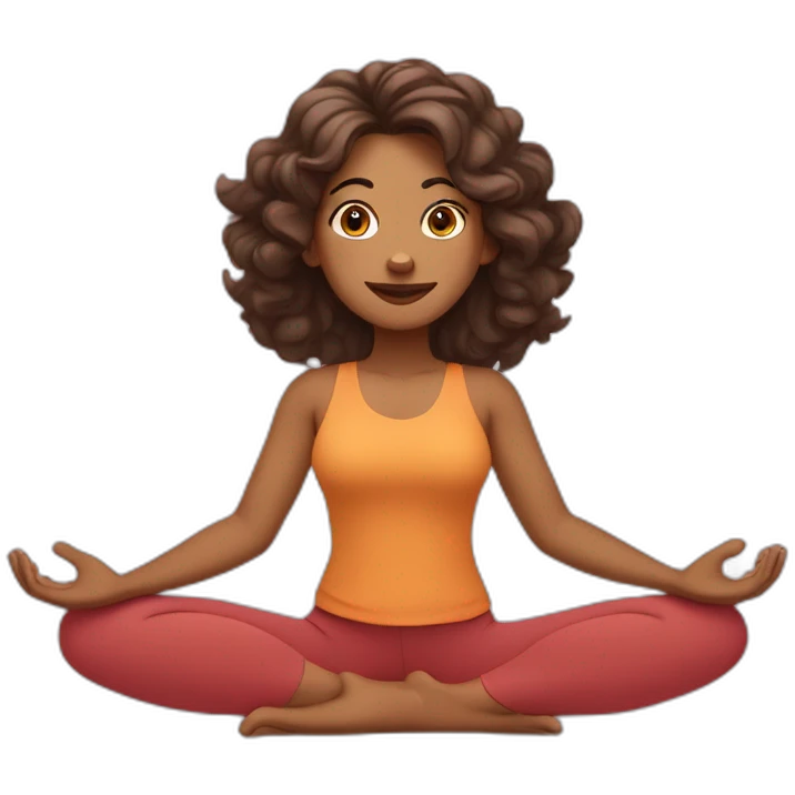 Indian woman with waivy hair in puppy dog yoga pose emoji