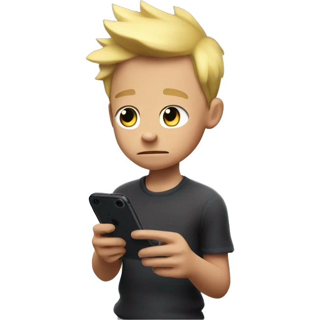 A blonde kid playing brawlstars in his phone  emoji