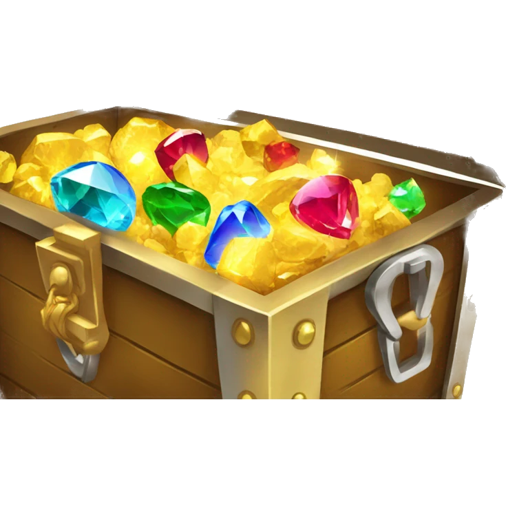 treasure chest open with shining gold and gems inside emoji