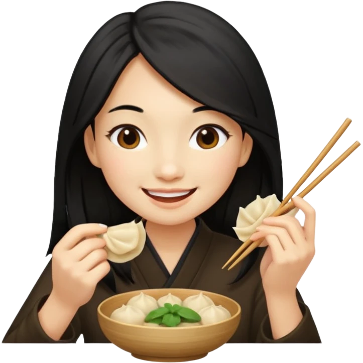 dumpling ginger woman long hair emoji