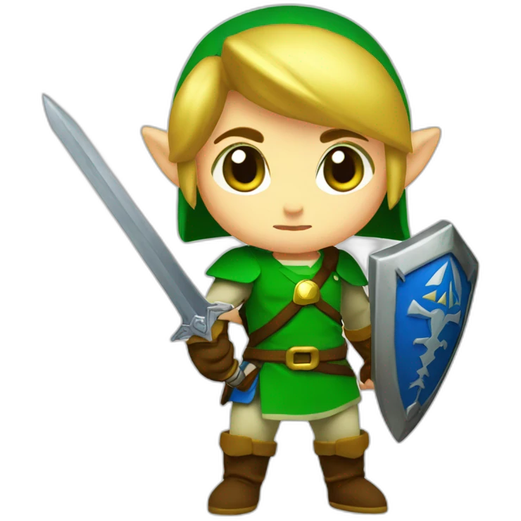 Zelda baby link standing with sword and shield emoji
