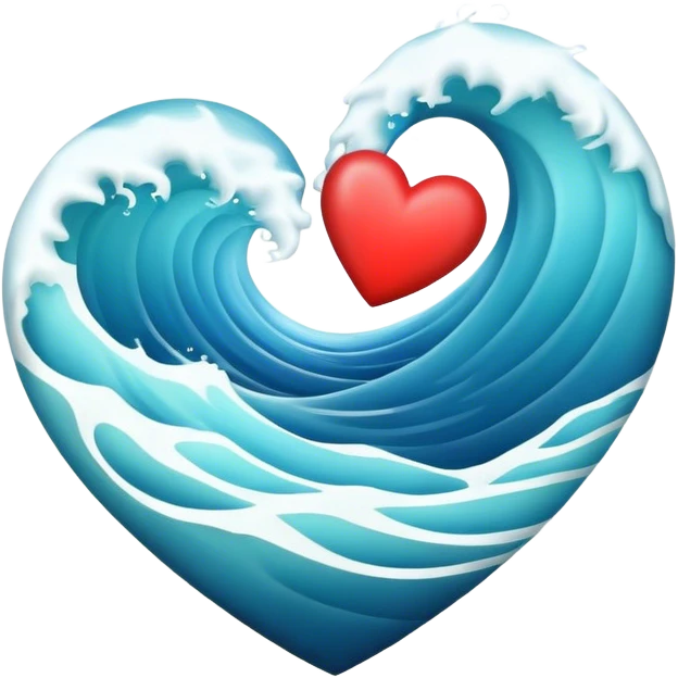 Sea wave in 3d heart emoji