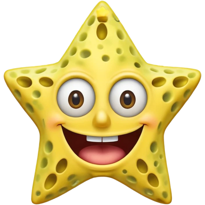 Star face SpongeBob mouth shape open happy emoji