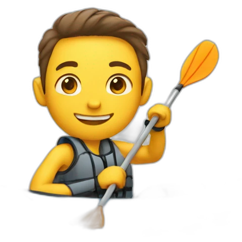 Thin young man in a kayak waving emoji