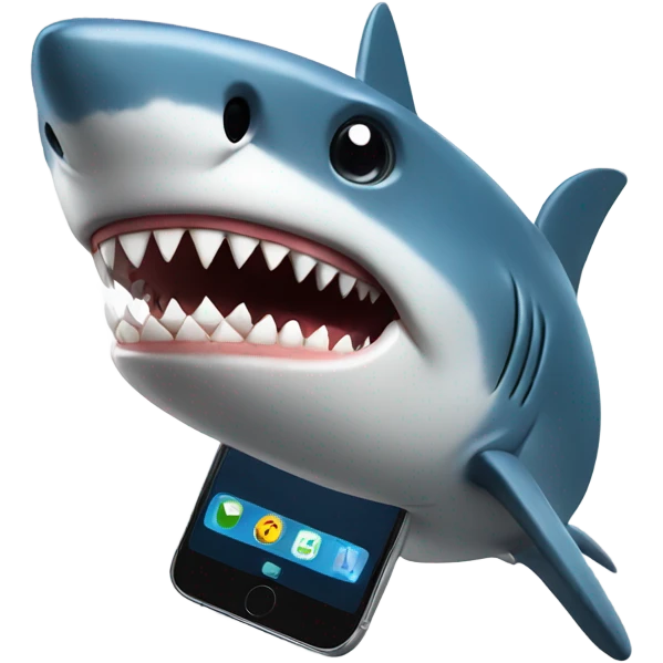 Shark on a cellphone emoji