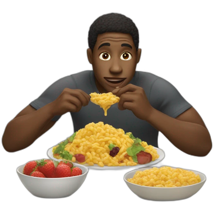 Black Guy eating with habds emoji