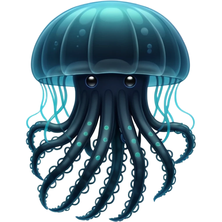 Black jellyfish with two tentacles spreading out emoji