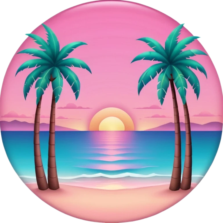 Pink sunset over Palm trees, Caribbean sea gradient, clean soft lighting emoji