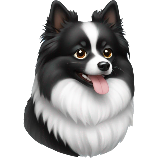 Black and white miniature german spitz emoji