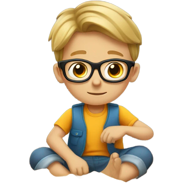 white boy with glasses in a sandbox  emoji